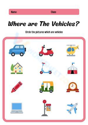 Colorful Vehicle Illustration Worksheet