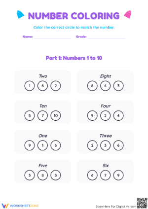 Printable Number Coloring Math Worksheet | Grade K Ready