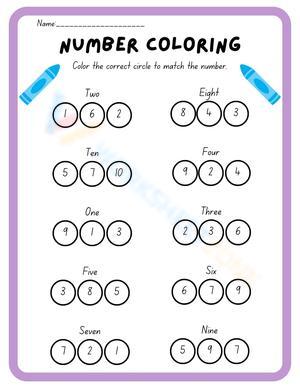 Number Coloring Math worksheet