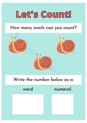 Let's Count Snail Worksheet