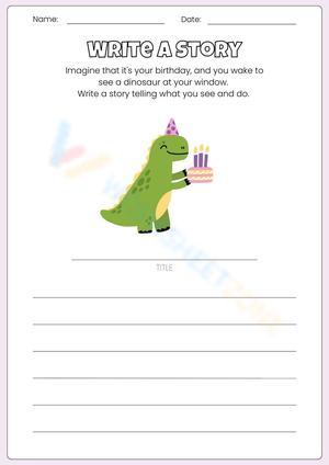 Dinosaur Story Prompt Creative Writing Activity Worksheet