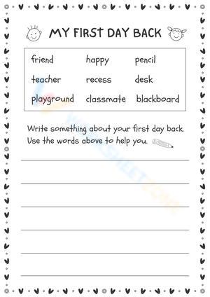 First Day Back to School Writing Activity
