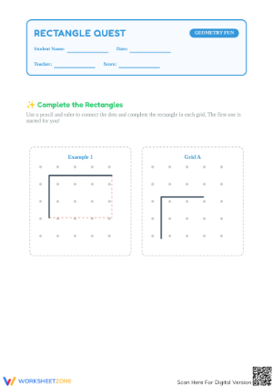 Printable Rectangle Drawing Worksheet | Grade 1 Geometry