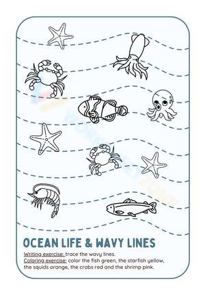 Ocean Life Tracing Worksheet