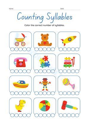 Grade K Syllables — Printable No-Prep Worksheet