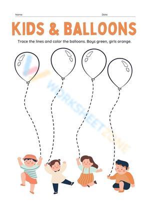 Kids &amp; Balloons  Worksheet