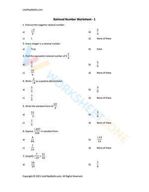 Rational number worksheet grade 7 1