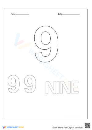 Learn Number 9 with Fun Coloring Activity