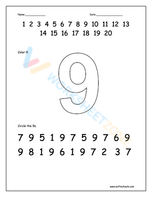 Kindergarten Number 9 Worksheets 2024