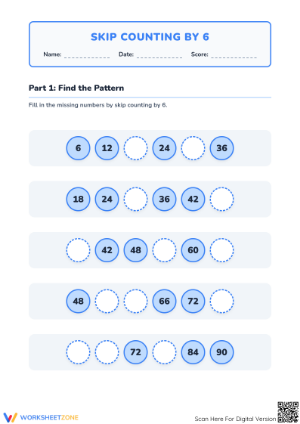 Grade 3 Skip Counting by 6 — Printable No-Prep Worksheet