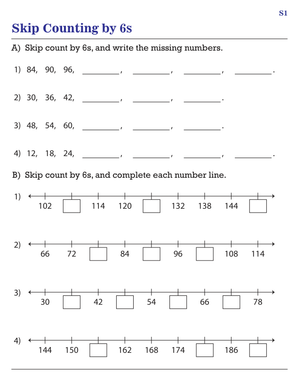 Skip Counting by 6 Worksheet
