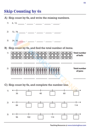 Skip Counting by 6 Worksheet
