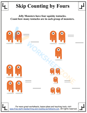 Skip counting by 4 worksheets 3
