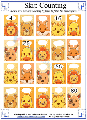 Skip Counting by 4 Worksheets