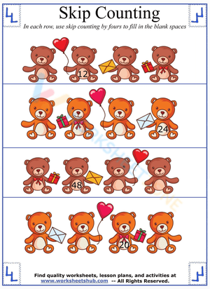 Skip counting by 4 worksheets 6