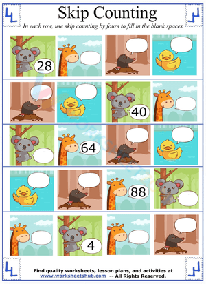 Skip Counting by 4 Worksheet