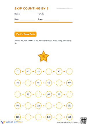 Skip Counting by 5s Worksheet | Essential Grade 3 Math