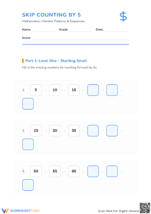Printable Skip Counting by 5 Worksheet | Grade 2 Math