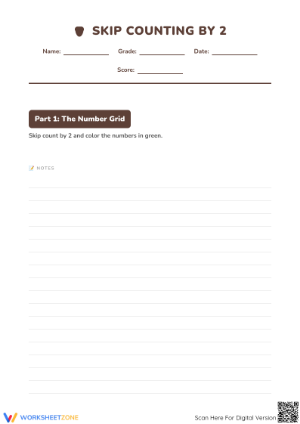 Printable Skip Counting by 2 Worksheet | Grade 3-5 Math