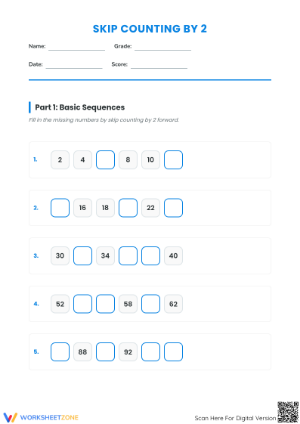 Skip Counting by 2 Worksheet | Grade 3-5 Essential