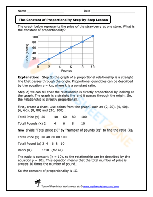 Constant of Proportionality Worksheet
