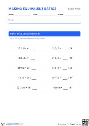 Essential Equivalent Ratios Worksheet | Grade 6-7 Math