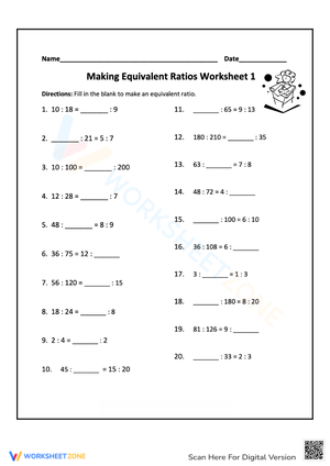Making Equivalent Ratios: Printable Worksheet