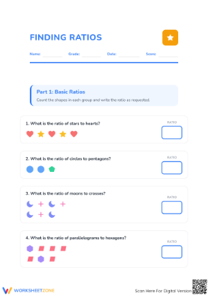 Printable Finding Ratios Worksheet | Grade 4 Math