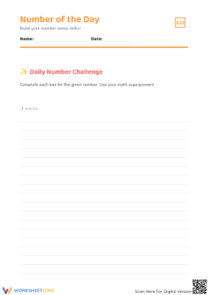 Printable Number of the Day Worksheet | Grade 1 Math