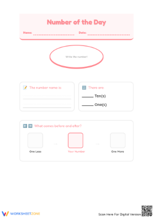 Essential Number of the Day 7 Worksheet | Grade 1