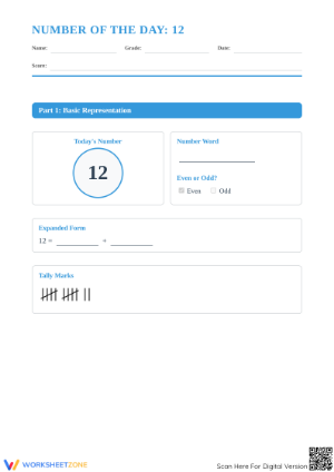 Essential Number of the Day 12 Worksheet | Grade 4-5