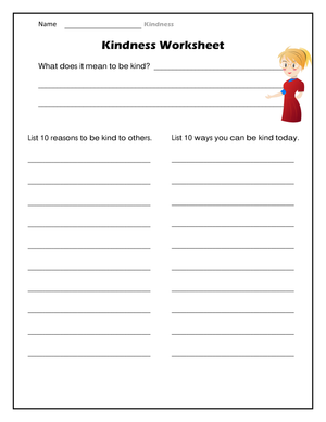Printable Kindness Worksheet | Grade 4-5 SEL