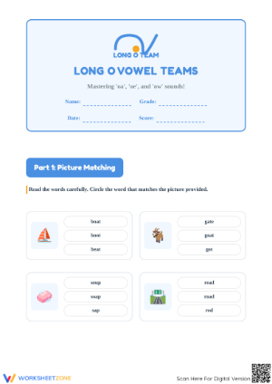 Long O Vowel Teams Worksheet | Grade 2 Essential