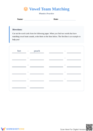 Grade 2 Vowel Teams — Printable No-Prep Worksheet