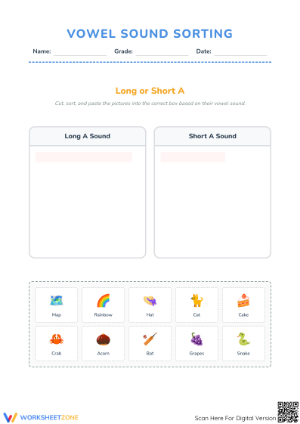 Long and Short Vowel Sorting | Essential Grade 1-2 Phonics