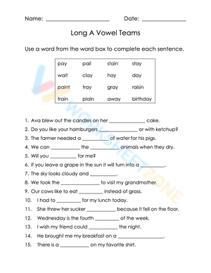 Long A Vowel Teams