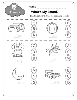 Beginning Sounds Phonics Worksheet | Grade 1 Essential