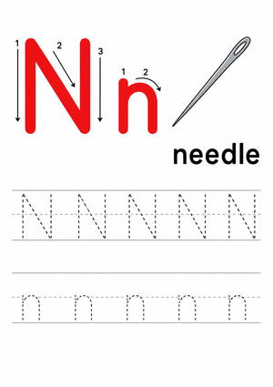 Grade K-1 Letter N — Printable No-Prep Worksheet