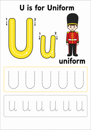Printable Letter U Tracing Worksheet | Grade K ELA