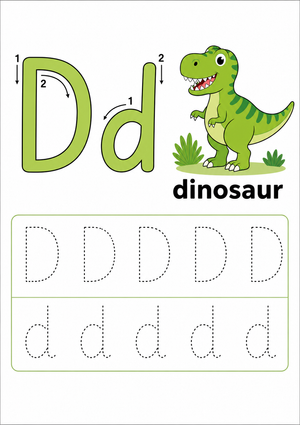 Letter D Tracing Worksheet | Grade K-1 Printable