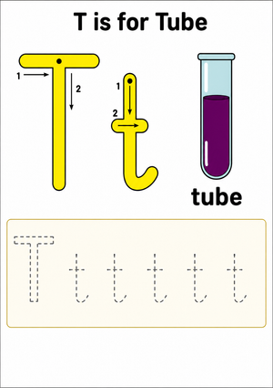 Letter T Tracing Worksheet | Printable Grade K-1 Practice