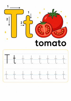 Grade K Letter T Tracing — Printable No-Prep Worksheet