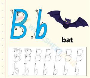 Letter B For Bat Tracing Worksheet