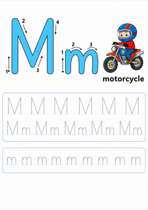 Grade K-1 Letter M — Printable No-Prep Worksheet