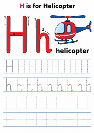 Letter H Tracing Worksheet | Printable Kindergarten ELA