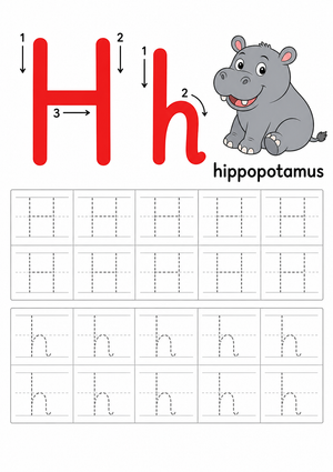 Printable Letter H Tracing Worksheet | Grade K ELA