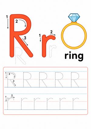 Letter R Tracing Printable Worksheet | Grade K ELA