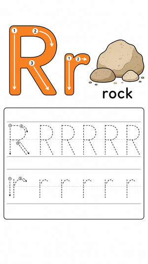 Letter R Handwriting and Phonics Practice Worksheet