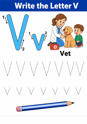 Letter V Tracing Worksheet | Essential Grade K-1 Phonics