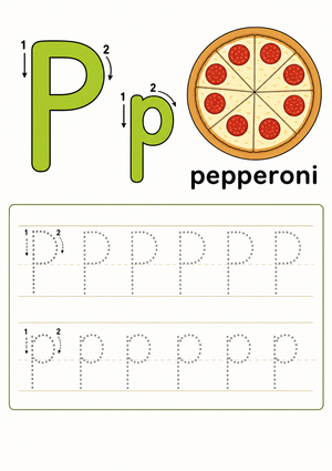 Letter P Tracing Worksheet | Grade K-1 Printable